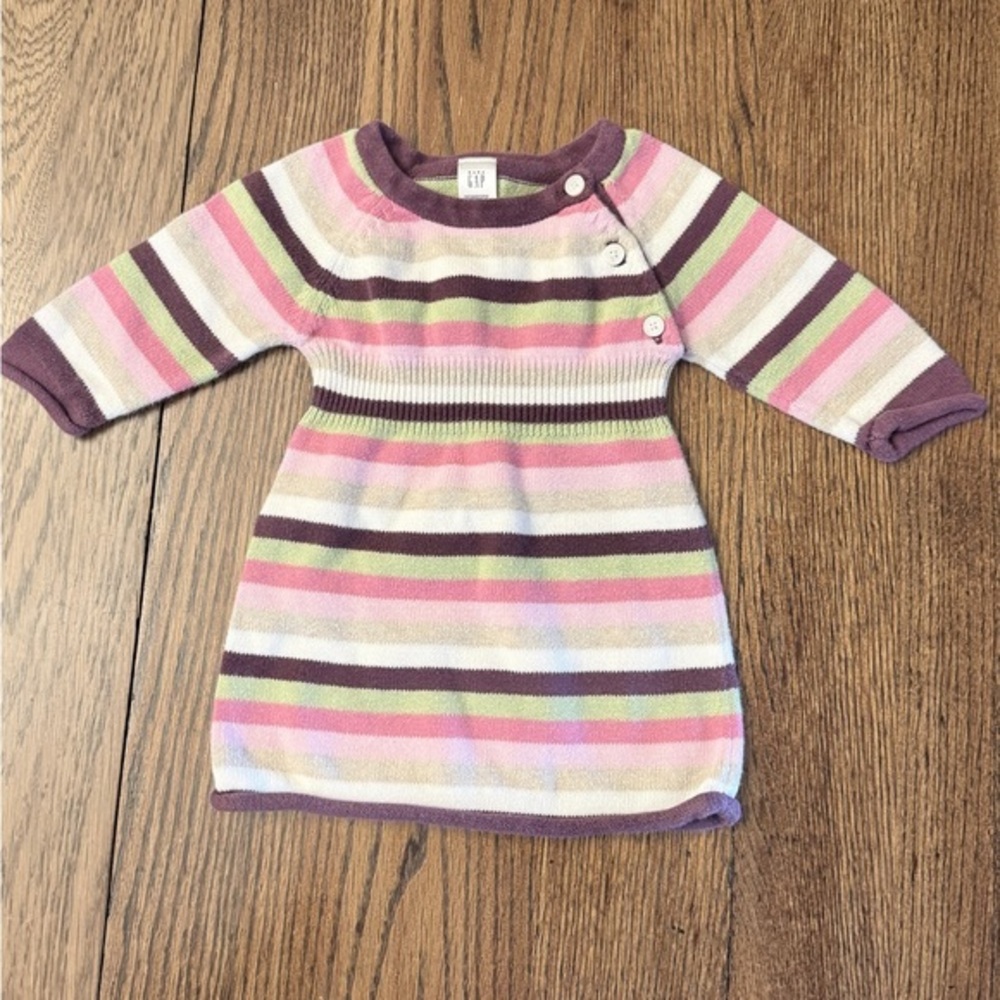 GAP Kids Pink and Brown Striped Sweater Infant Newborn Dress Long Sleeve DK